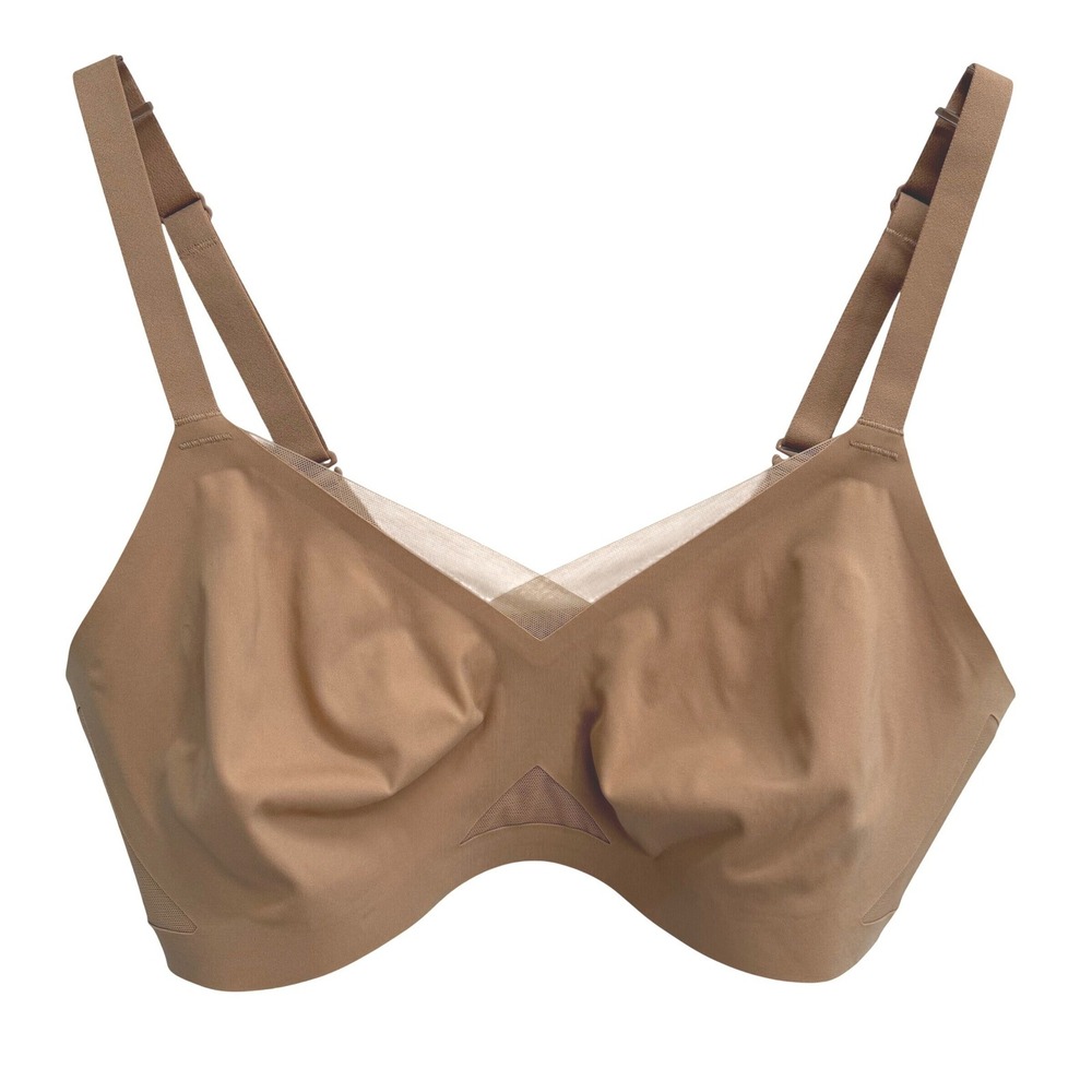 Honeylove Crossover Bra Size S Tan Nude Wire-Free Mesh V-Neck LWBRO308B